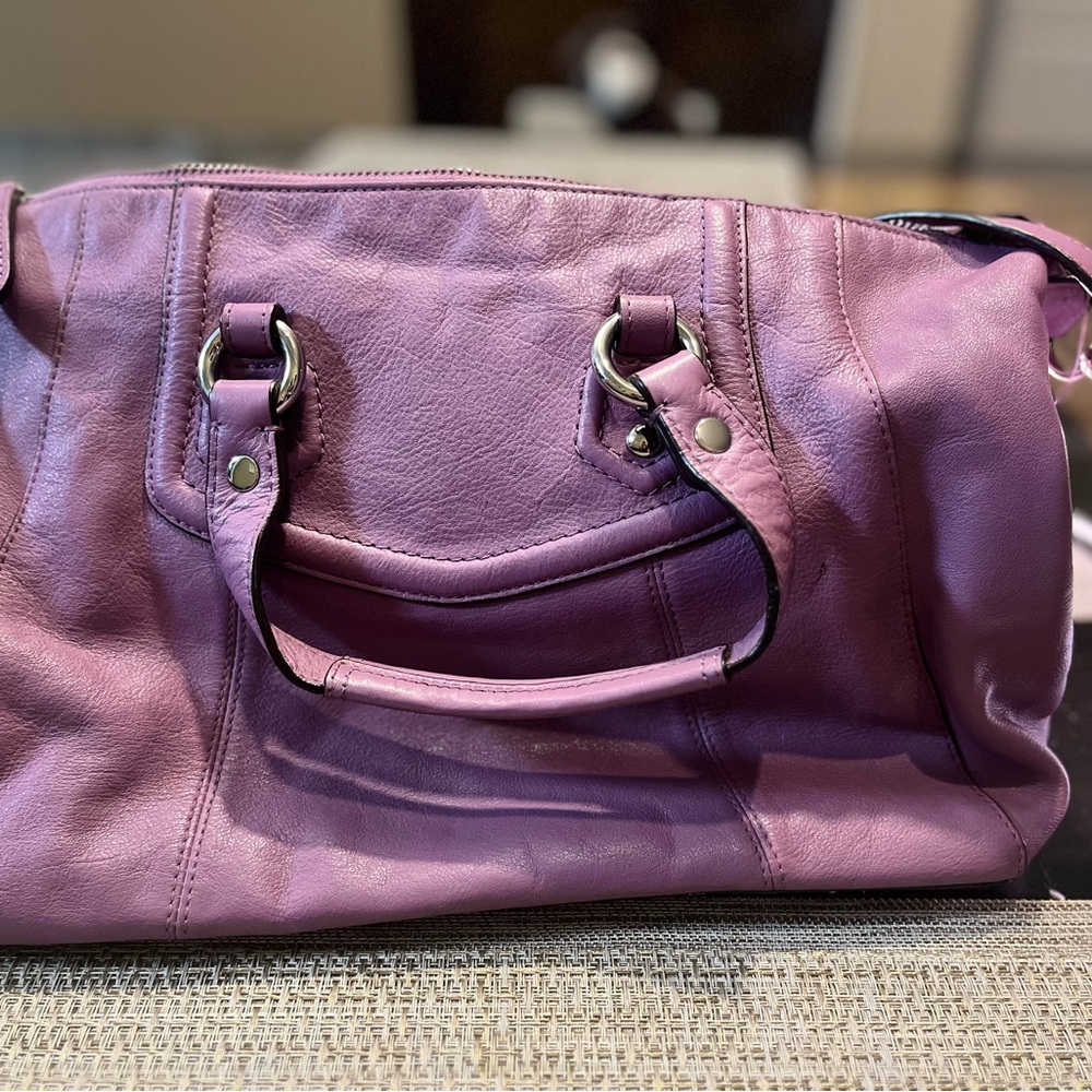 Coach Purple Leather Shoulder Bag